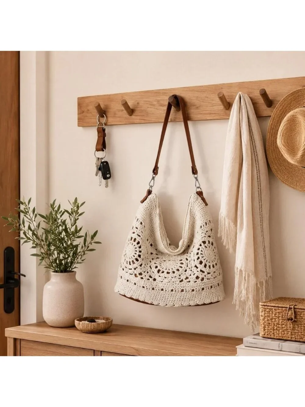 Large Crochet Shoulder Bag for Women | Slouchy Knit Hobo Tote | Soft Boho Style